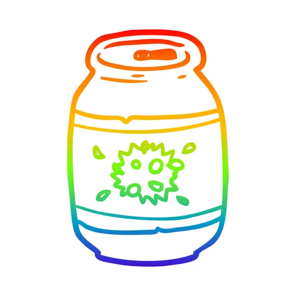 Arco iris gradiente línea dibujo lata de soda — Vector de stock