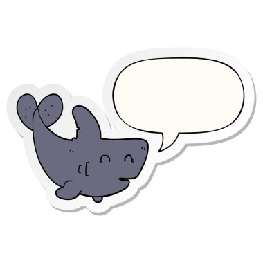 karikatür köpekbalığı ve konuşma kabarcık etiket