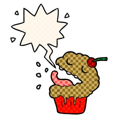 komik karikatür cupcake ve çizgi roman tarzında konuşma balonu