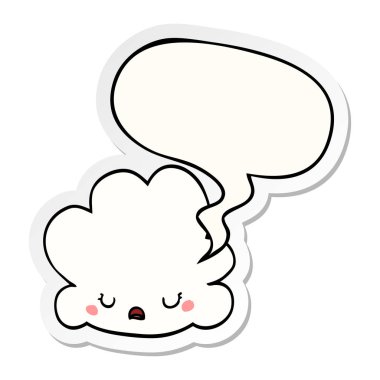 sevimli karikatür bulut ve konuşma balonu etiket