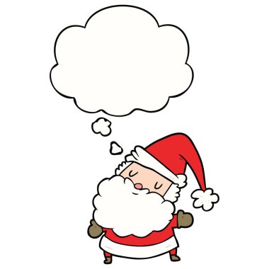 karikatür noel baba ve düşünce balonu