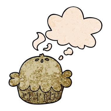 karikatür pasta ve grunge doku desen tarzında düşünce balonu