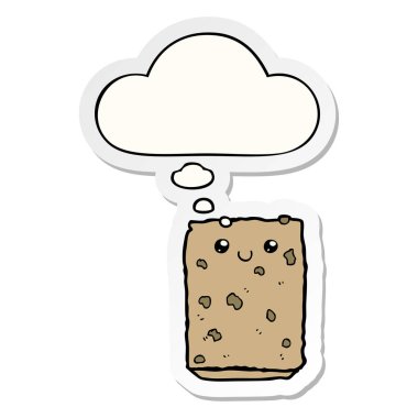 karikatür bisküvi ve baskılı bir etiket olarak kabarcık düşünce