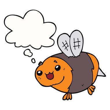 komik karikatür arı ve düşünce balonu