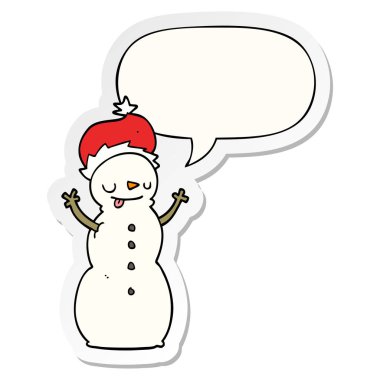 karikatür noel kardan adam ve konuşma kabarcık etiket