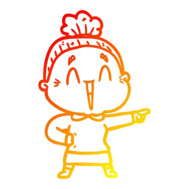 sıcak degrade çizgi çizim karikatür mutlu yaşlı bayan