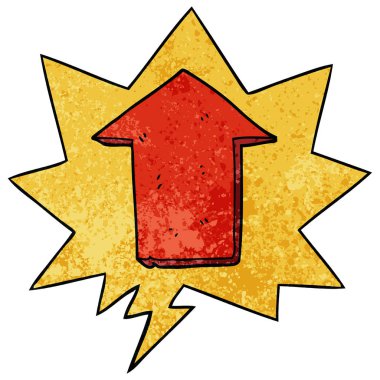 retro doku tarzında karikatür işaret ok ve konuşma balonu