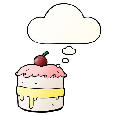 karikatür pasta ve pürüzsüz degrade tarzında düşünce balonu