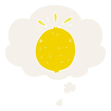 retro tarzında karikatür limon ve düşünce balonu