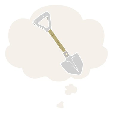 karikatür kürek ve retro tarzında düşünce balonu