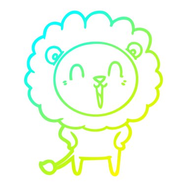 soğuk degrade çizgi çizim gülen aslan karikatür