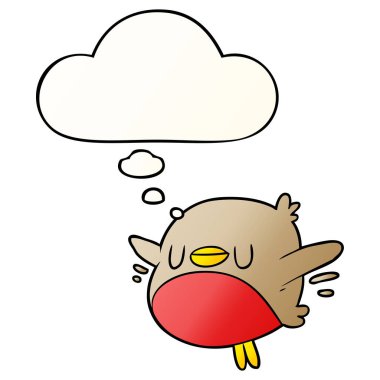 karikatür noel robin ve pürüzsüz degrade st kabarcık düşünce