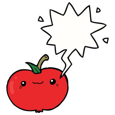 karikatür elma ve konuşma kabarcık