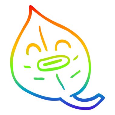 gökkuşağı degrade çizgi çizim karikatür sonbahar yaprağı