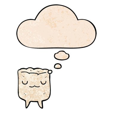 karikatür diş ve grunge doku desen tarzında düşünce kabarcığı