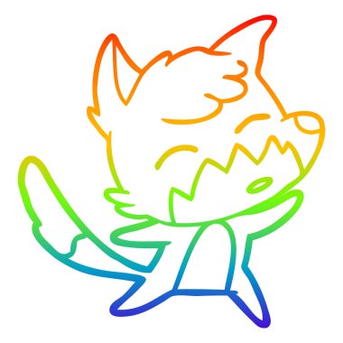 gökkuşağı degrade çizgi çizim karikatür tilki