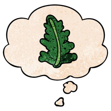 karikatür yaprak ve grunge doku desen tarzında düşünce balonu