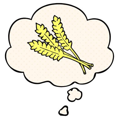 çizgi roman tarzında karikatür buğday ve düşünce balonu
