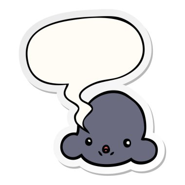 karikatür bulut ve konuşma balonu etiket