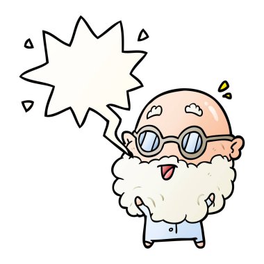 sevimli karikatür pürüzsüz gradi yaşlı adam ve konuşma balonu şaşırttı