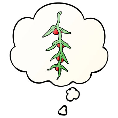 çizgi film bitki ve pürüzsüz degrade tarzında düşünce balonu