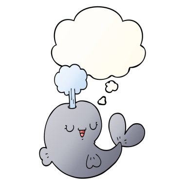 karikatür balina ve pürüzsüz degrade tarzında düşünce balonu