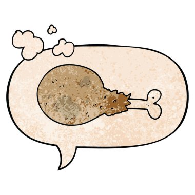 retro doku st karikatür pişmiş tavuk bacak ve konuşma balonu