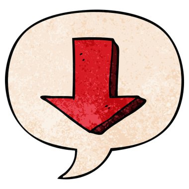 retro doku tarzında karikatür işaret ok ve konuşma balonu