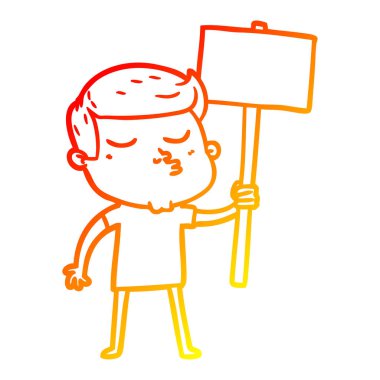 sıcak degrade çizgi çizim karikatür modeli adam işareti ile pouting