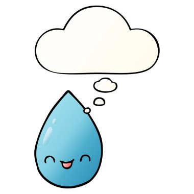 karikatür sevimli yağmur damlası ve pürüzsüz degrade stil düşünce balonu