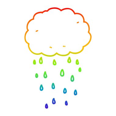 gökkuşağı degrade çizgi çizim karikatür yağmur bulutu
