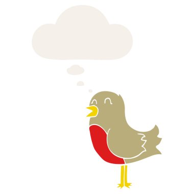 retro tarzında karikatür kuş ve düşünce balonu