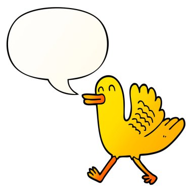 düzgün degrade tarzında karikatür ördek ve konuşma balonu