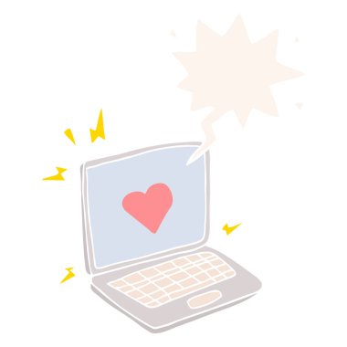 retro tarzında internet dating karikatür ve konuşma balonu