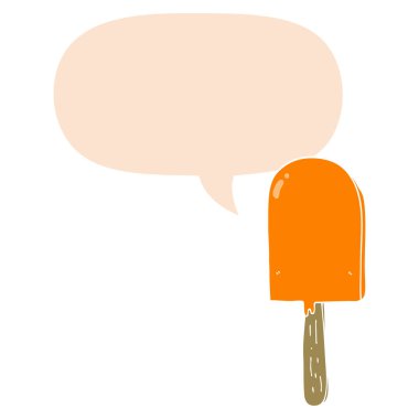 retro tarzında karikatür lolipop ve konuşma balonu