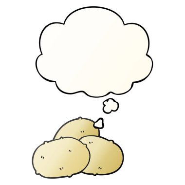 karikatür patates ve pürüzsüz degrade tarzında kabarcık düşünce