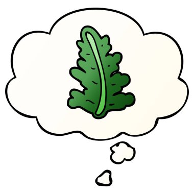 çizgi film yaprağı ve pürüzsüz degrade tarzında düşünce balonu