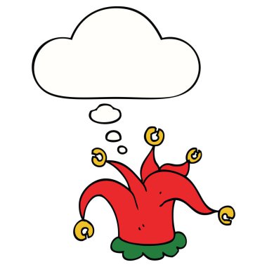 karikatür soytarı şapka ve düşünce balonu