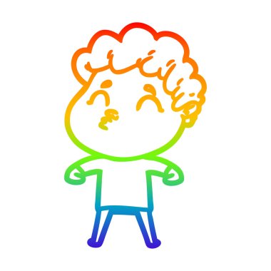 gökkuşağı gradyan çizgi çizim karikatür adam pouting