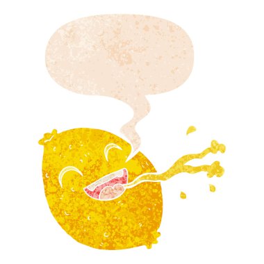 retro dokulu stillimon ve konuşma balonu fışkırtma karikatür