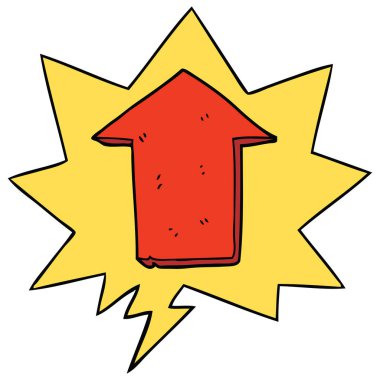 karikatür işaret ok ve konuşma balonu