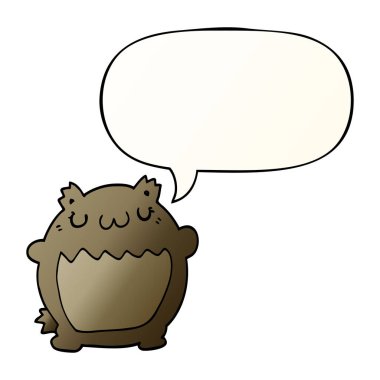 düzgün degrade tarzında karikatür ayı ve konuşma balonu