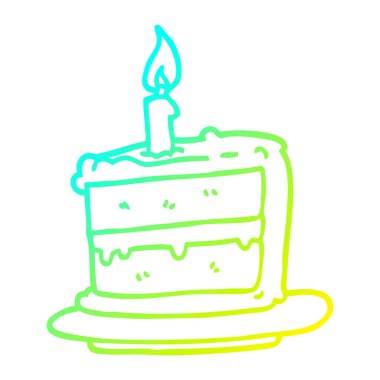 soğuk degrade çizgi çizim karikatür doğum günü pastası