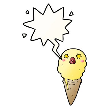 çizgi film şok dondurma ve konuşma balonu pürüzsüz degrade s