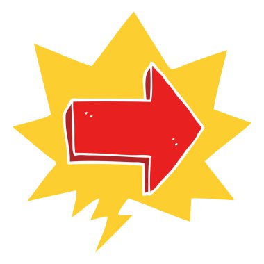 retro tarzında karikatür işaret ok ve konuşma balonu