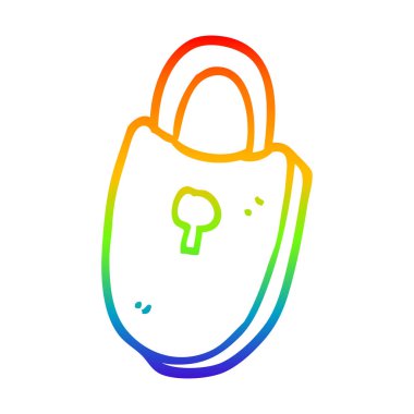 gökkuşağı gradyan çizgi çizim karikatür hazine kilidi