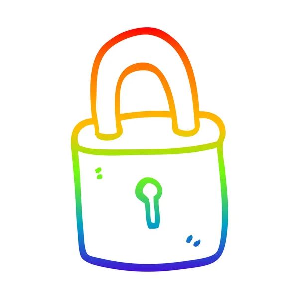 Regenboog gradiënt lijntekening cartoon hangslot — Stockvector