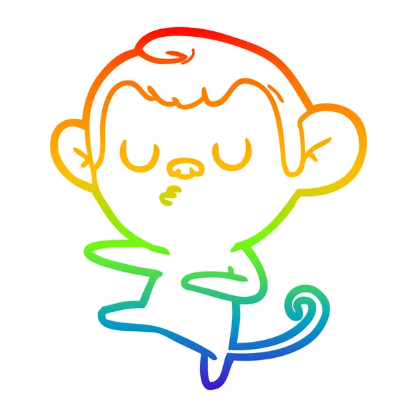 Regenboog gradiënt lijntekening cartoon Monkey — Stockvector