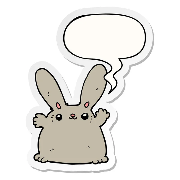 Kreskówka królik i mowy Bubble naklejki — Wektor stockowy