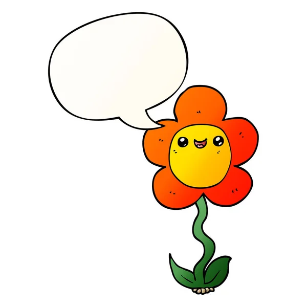 Cartoon flower and speech bubble in smooth gradient style — Stock Vector
